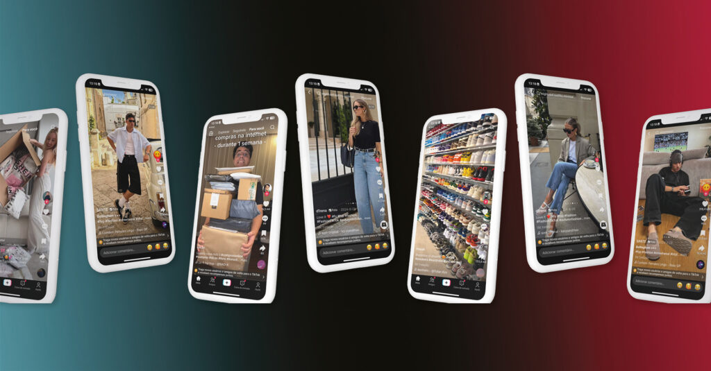 Fotomontagem de telas do TikTok