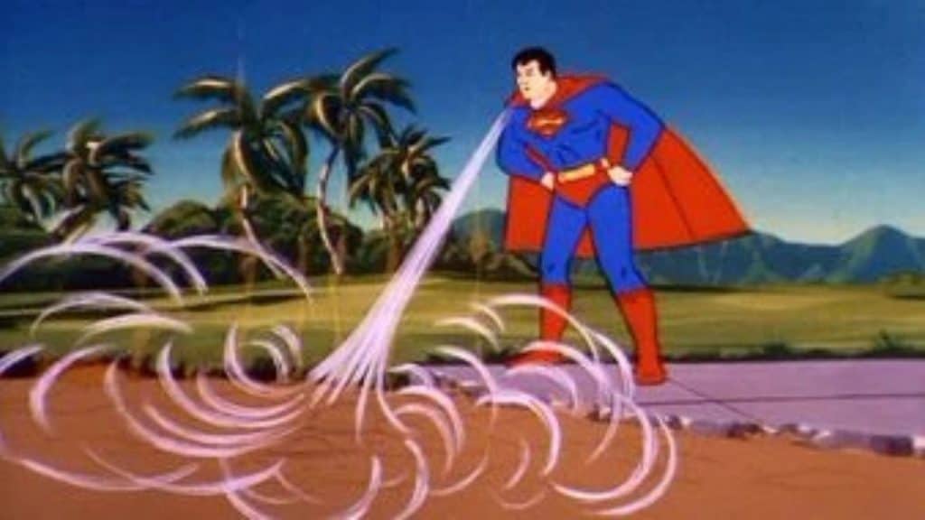 superman usando o super sopro