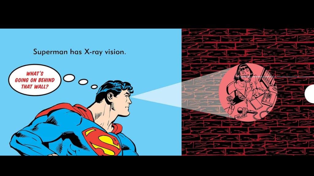 superman usando a visão de raio x