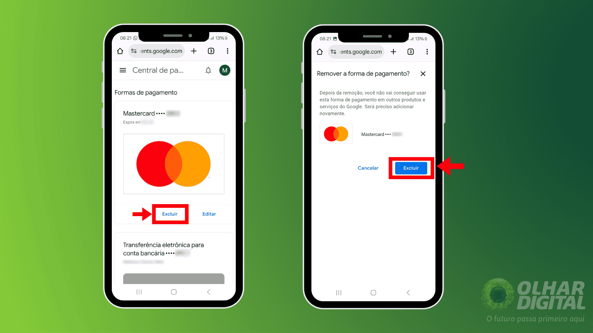 Quinto passo para cadastrar cartão de crédito na Play Store