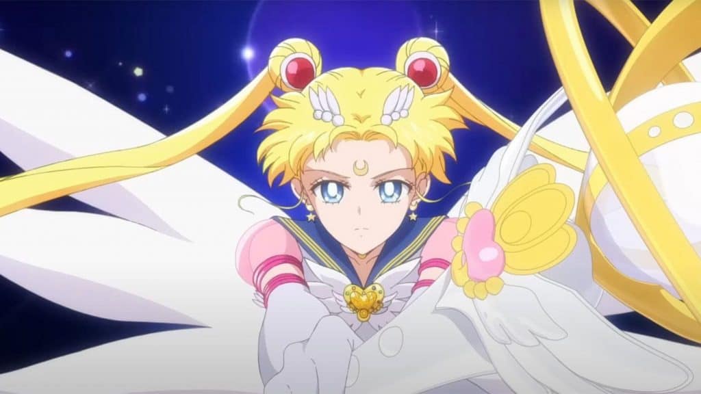 imagem mostra a personagem principal do anime Sailor Moon Cosmos