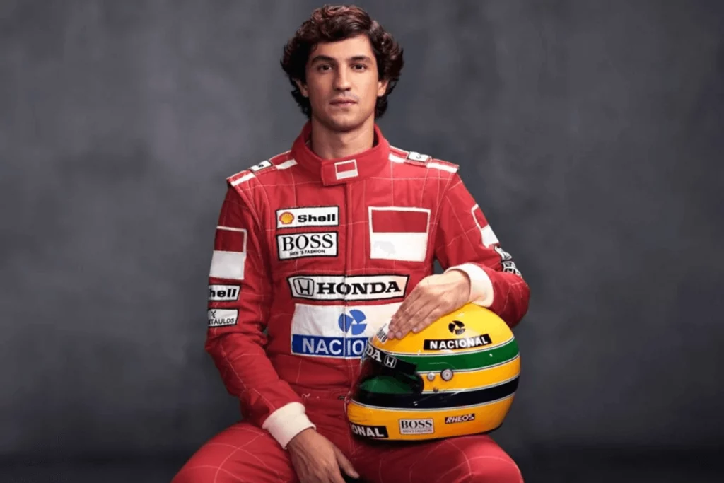 gabriel leone caracterizado como ayrton senna para a série senna da netflix