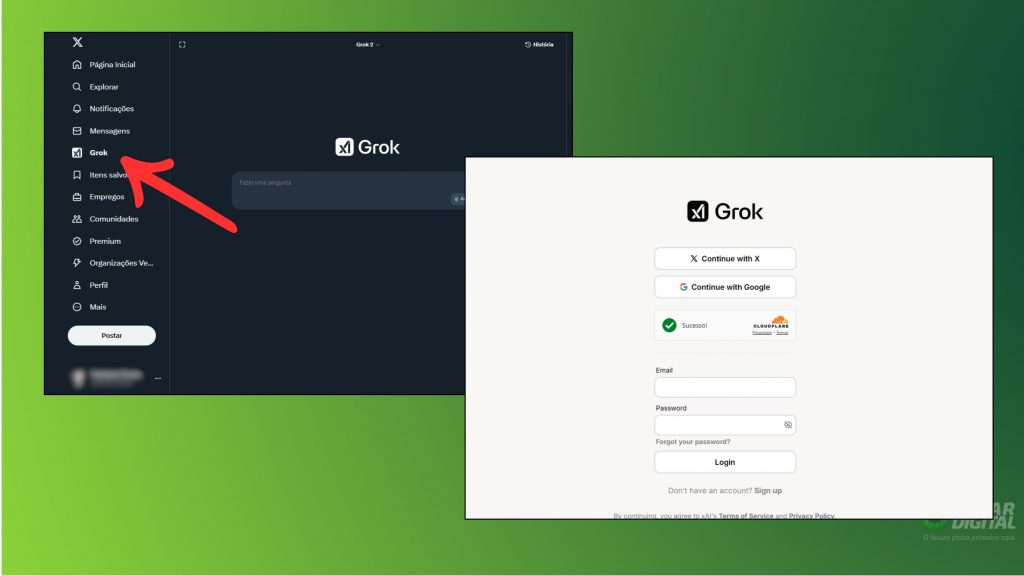 Login no Grok
