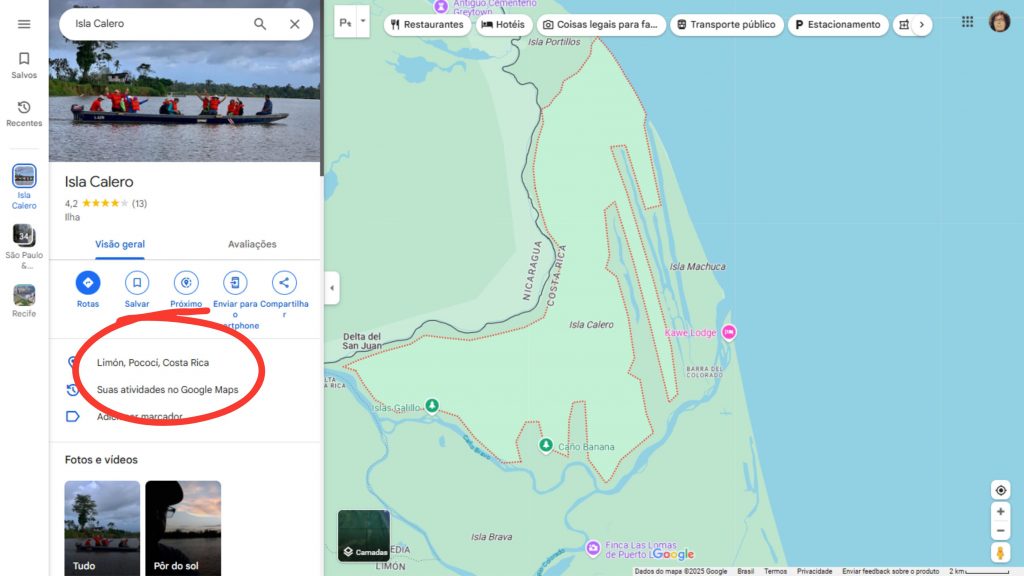 imagem mostra um print de isla calero no google maps