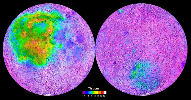 Concentrações de tório na Lua