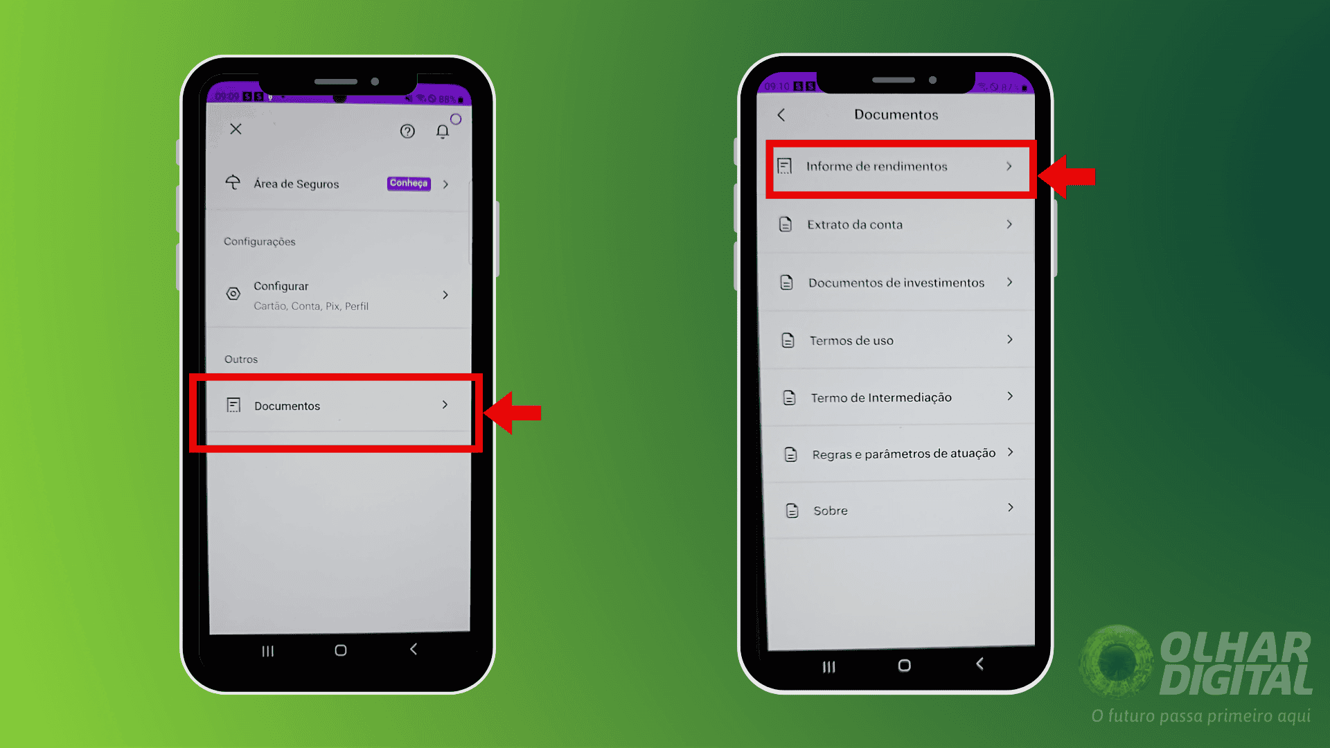Passo 2 para acessar informe de rendimentos no Nubank