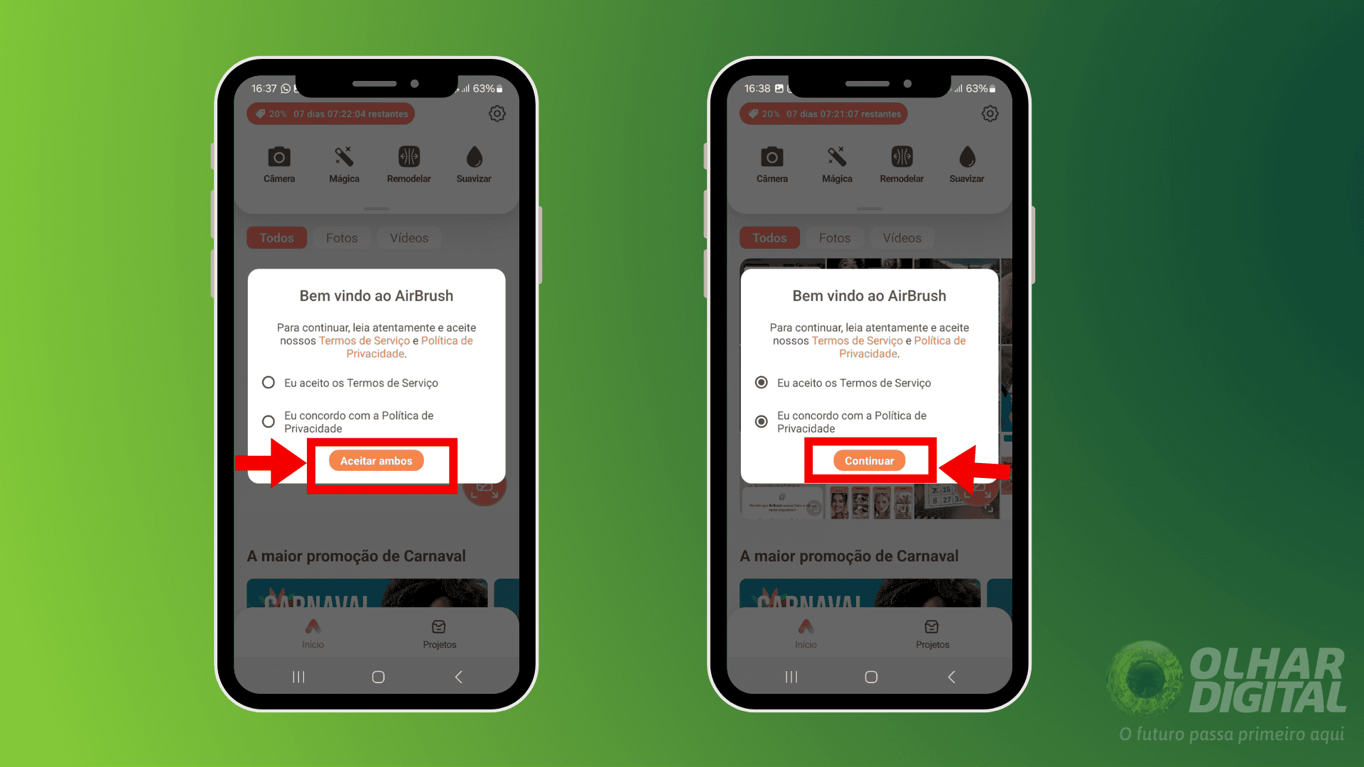 Passo 3 para usar o AirBrush