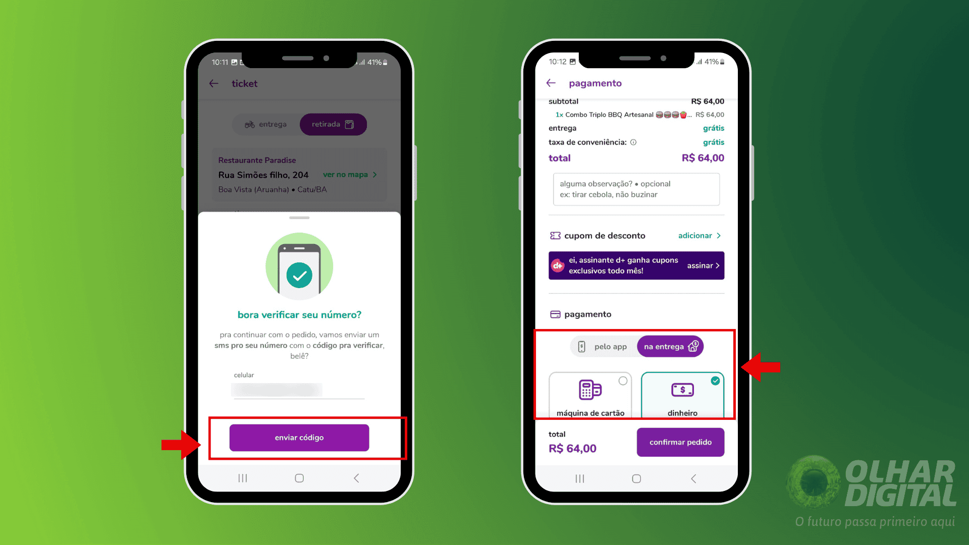 Passo 4 para fazer pedido no aiqfome