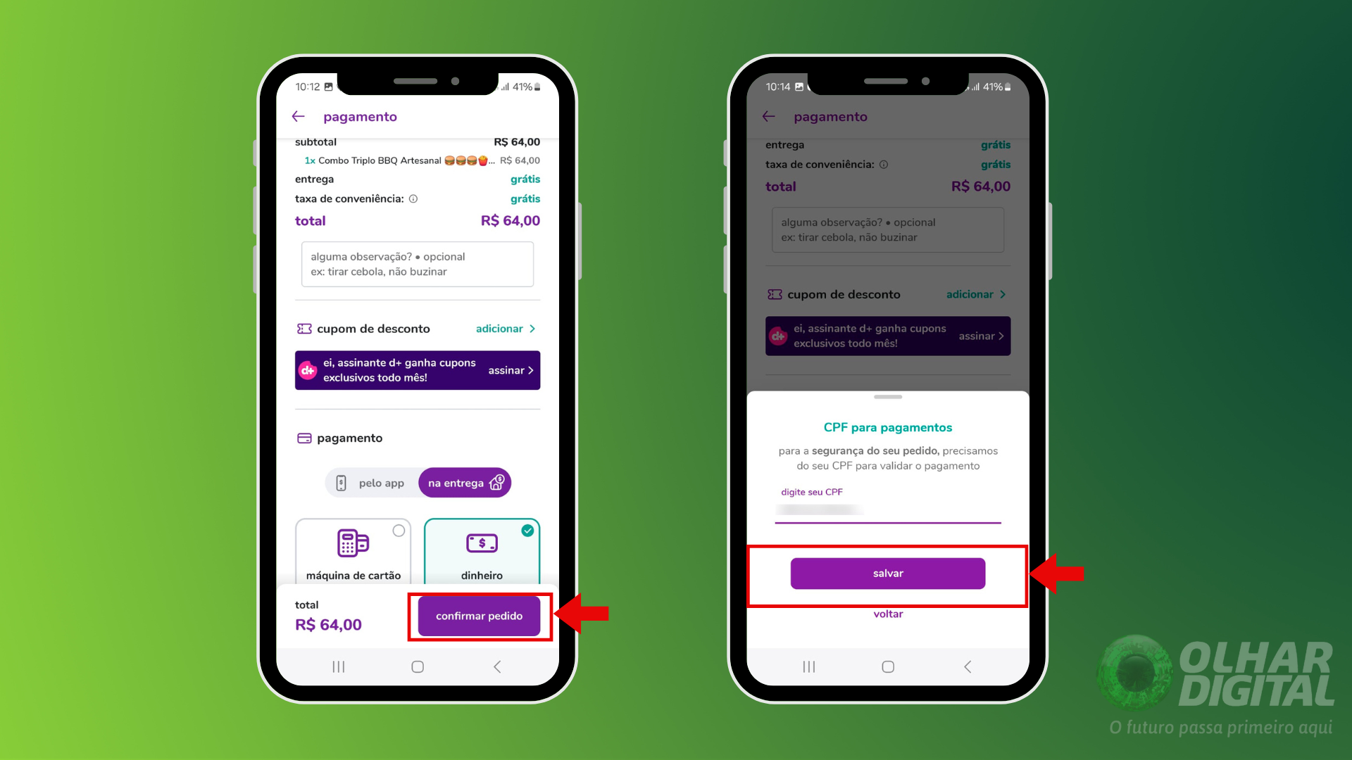 Passo 5 para fazer pedido no aiqfome