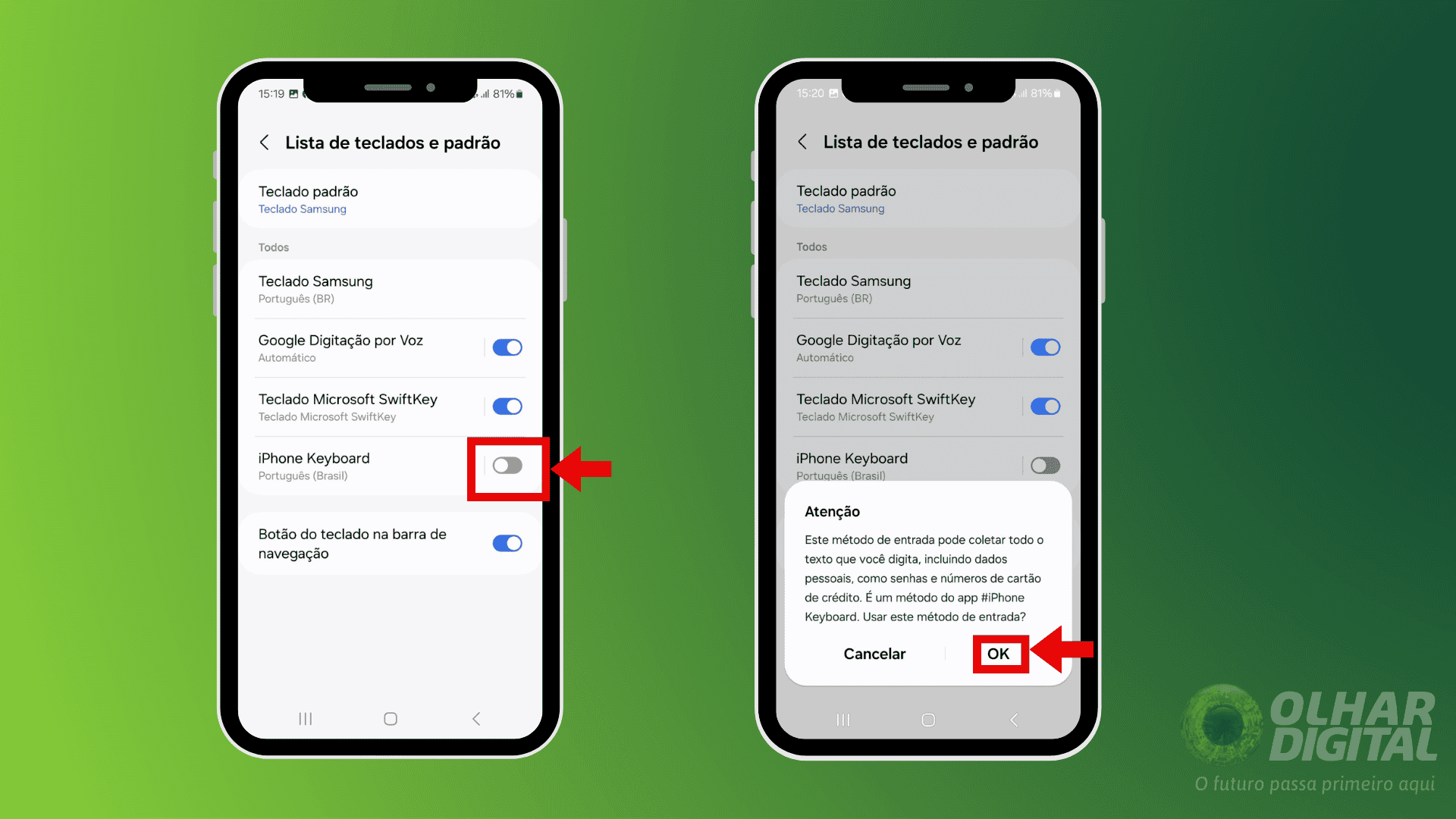 Passo 5 para instalar o iPhone Keyboard