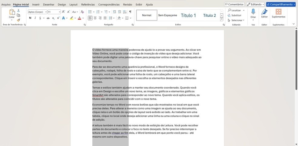 exemplo página word