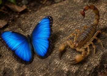 A borboleta azul e o escorpião