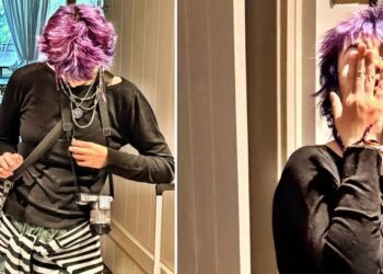 Aos 16 anos, filha de Thiago Lacerda aparece com cabelo roxo