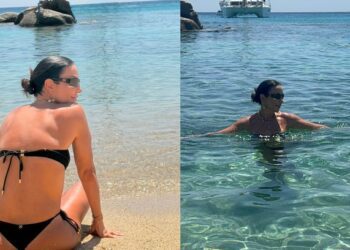 Ivete Sangalo exibe corpão em praia na Grécia