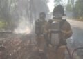 Bombeiros apagam incêndio em veículo na BR 349, no oeste da Bahia